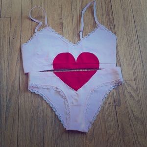Heart / Valentine’s Day bralett and panty set